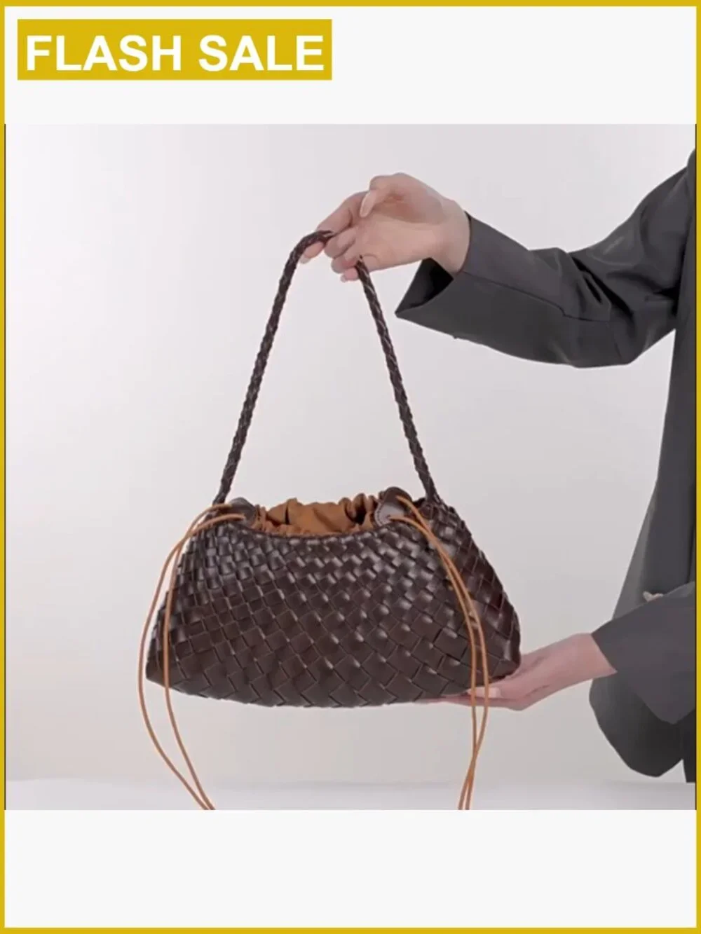 Vegan Leather Woven Hobo Bag Shoulder Tote Slouchy Purse